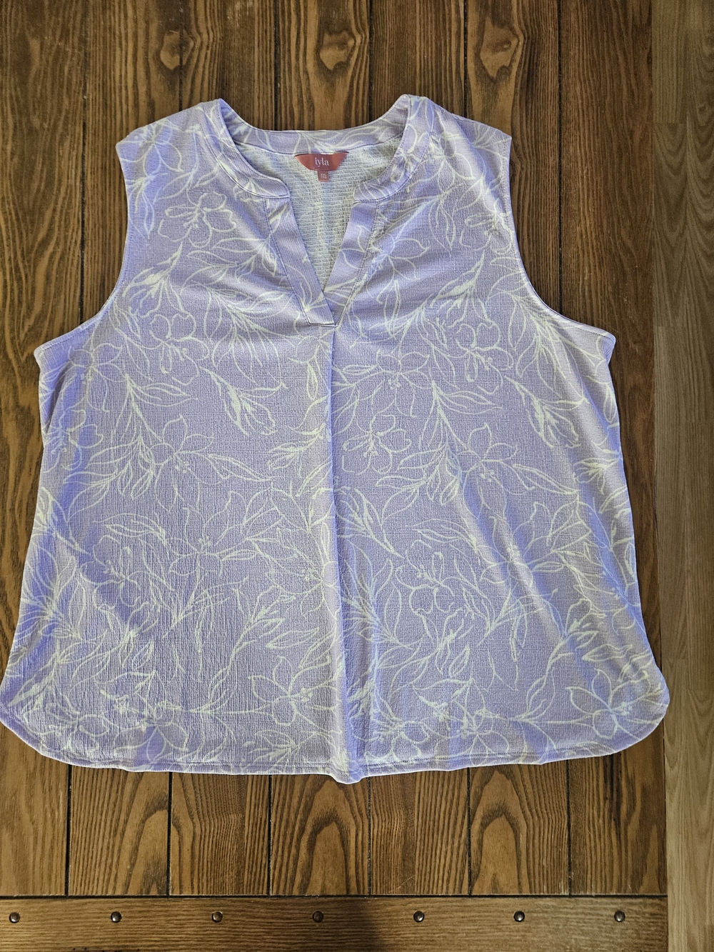 Lavender Sleeveless Floral Knit Camisole, Size XXL
